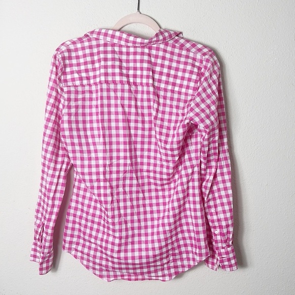 J. Crew Gingham Pink White Button Down Shirt 100% Cotton size Small - Picture 3 of 10